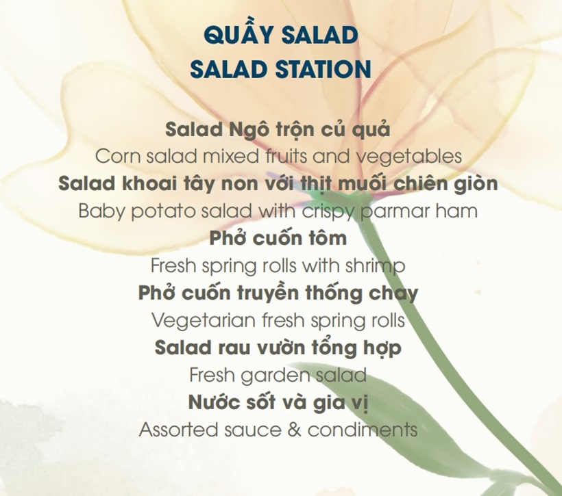 Menu trên du thuyền Sonata tour Hạ Long 1 ngày